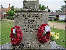TL3949 : Barrington war memorial names by Hugh Venables