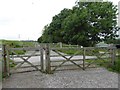 SK1661 : Gates across the trail at Brundcliffe by Steve  Fareham