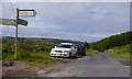 Sign at road junction at foot of Fair Head Lane, Grosmont