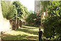 View of a section of the London Wall and Fort from the area near the underground car park near the Museum of London