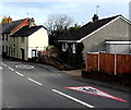 Painted triangular sign on Station Road, Preesgweene