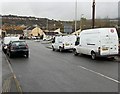 V2C vans parked in Crown Road, Maesteg