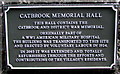 Plaque outside Catbrook Memorial Hall