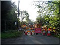 Digging a large hole in the road