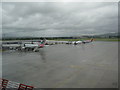 NS4766 : Glasgow Airport on a wet summer day by M J Richardson