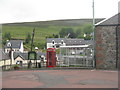 Bus stop and phone box at Leadhills