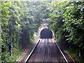 The north portal of Lydden Tunnel viewed from Shepherdswell station footbridge