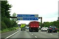 Motorway sign gantry over the M6