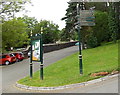 Information board and signpost in Cyfarthfa Park, Merthyr Tydfil