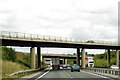 SU4772 : The slip road to Chieveley Services crosses the A34 by Steve Daniels