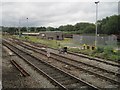 ST3085 : View from a Bristol-Cardiff train - Alexandra Dock Junction freight yard, Newport by Nigel Thompson