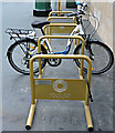 Gold cycle stand in Glasgow Central railway station