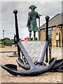 TF6120 : Purfleet Quay, Anchor and Statue to George Vancouver RN by David Dixon
