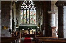 SO8973 : Chaddesley Corbett: St. Cassian's Church: The nave and beautiful Decorated east window by Michael Garlick