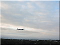 American Airlines Boeing 777 flight landing at London Heathrow Airport