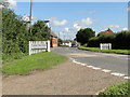 Entering Long Melford with the old maltings on the left