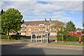 Bus stop in front of Warwick Court flats