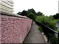 Pink wall, black fence, Usk