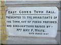 East Cowes Town Hall; presentation plaque