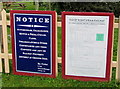 Old and new notices at the entrance to Wootton railway station