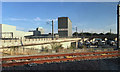 Castle Cement plant and depot near Camden Town, London, seen from a Eurostar train