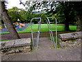 Inwardly-sloping barrier at the northern entrance to Blaenavon Park, Blaenavon