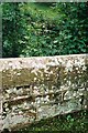 Inverted benchmark on SW parapet of Coupland Beck Bridge