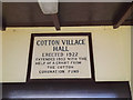 TM0667 : Cotton Village Hall sign by Geographer