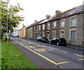 Bus stop and Emlyn Terrace houses, Talywain