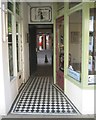 Tiled passage to a rear car park, Swan Street, Warwick