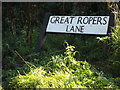 TQ5891 : Great Ropers Lane sign by Geographer