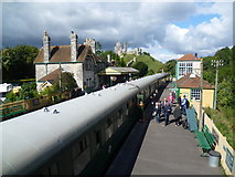 SY9682 : Activity at Corfe Castle station by Marathon