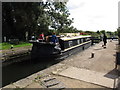 TQ0586 : Canal boat Southern Jack's in Denham Lock by David Hawgood