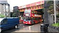 Queuing traffic under Cricklewood railway bridge