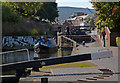 Narrowboat passing through Farmer