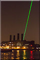 River Thames with Laser Meridian Line, Greenwich, at Night