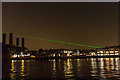 River Thames with Laser Meridian Line, Greenwich, at Night