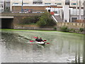 Canoe by Burdett Road bridge, Limehouse Cut