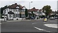 Houses in Sherrick Green Road seen across mini roundabout