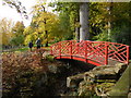 SP1833 : Batsford Arboretum - red bridge by Chris Allen