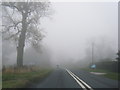 B6165 at Bedlam village boundary in the mist