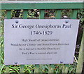 Sir George Onesiphorus Paul plaque, North Woodchester