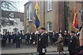 View of veterans marching in the Remembrance Sunday Service on Billericay High Street