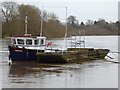 SO8540 : Boat on the flooded River Severn by Philip Halling