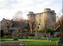 ST7345 : Nunney castle and church yard by Neil Owen