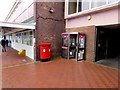 Queen Elizabeth II twin pillarboxes and two BT phoneboxes in Cwmbran town centre