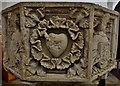 Earl Stonham: Heart motif on the octagonal font bowl