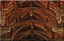 TM1058 : Earl Stonham, St. Mary's Church: The renowned hammerbeam roof 8 by Michael Garlick