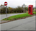 Red phonebox, Caersws