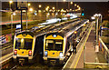 J3775 : Two trains (night view), Sydenham, Belfast (December 2015) by Albert Bridge